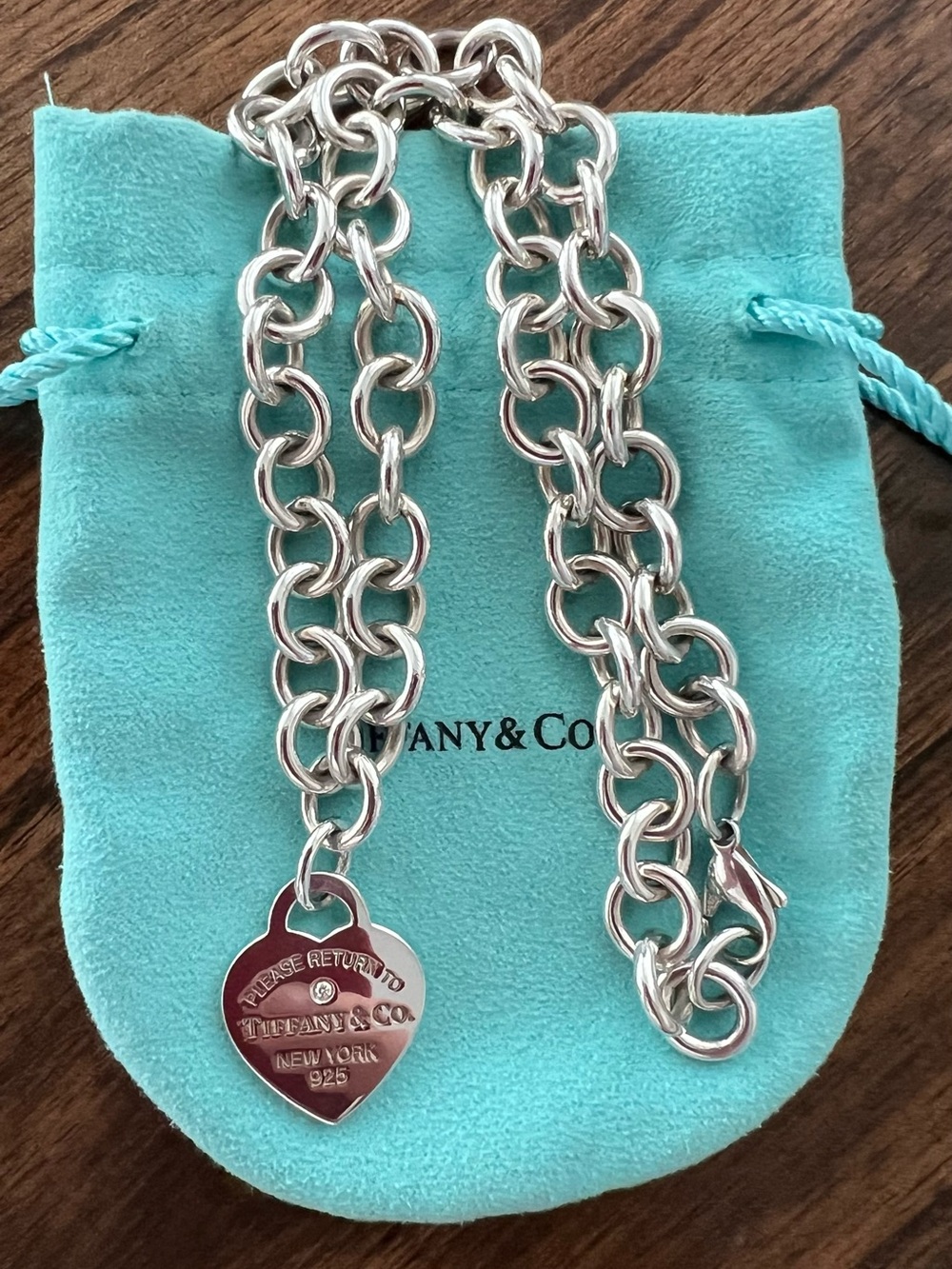Tiffany & Co. Sterling Silver Heart Tag Necklace with Diamond - Silver